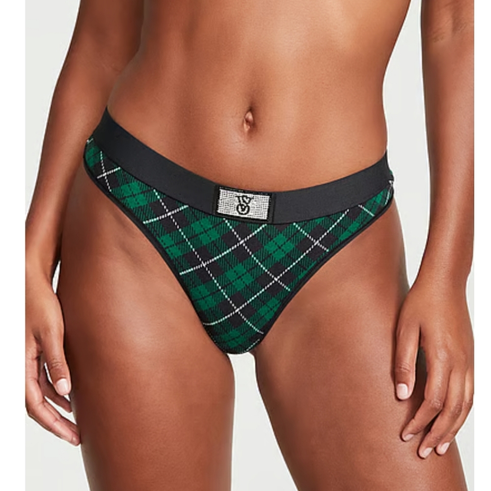 🖤💚 VICTORIA'S SECRET Shine Patch Cotton Thong Panty 💚🖤